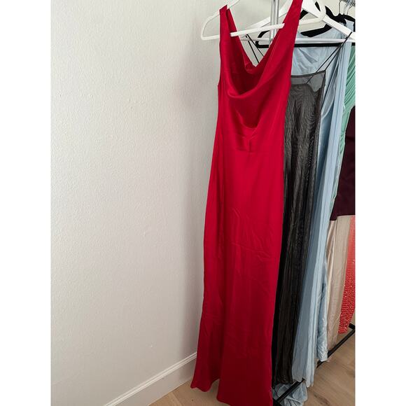 Norma Kamali Deep Drape Neck Gown in Tiger Red - Picture 8 of 11
